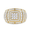 14k Yellow Gold Mens Round Diamond Cluster Ring 3 Cttw