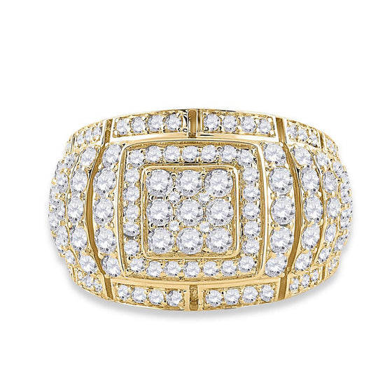 14k Yellow Gold Mens Round Diamond Cluster Ring 3 Cttw