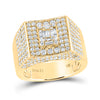 14k Yellow Gold Mens Baguette Diamond Square Ring 2-3/4 Cttw