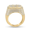 14k Yellow Gold Mens Round Diamond Cluster Square Ring 3-3/8 Cttw