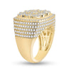 14k Yellow Gold Mens Round Diamond Cluster Square Ring 3-3/8 Cttw