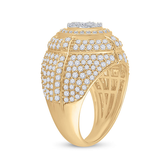 14k Yellow Gold Mens Round Diamond Cluster Ring 3-5/8 Cttw