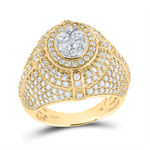  14k Yellow Gold Mens Round Diamond Cluster Ring 3-5/8 Cttw