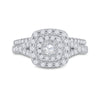 14k White Gold Round Diamond Halo Bridal Wedding Ring Band Set 1 Cttw