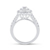 14k White Gold Round Diamond Halo Bridal Wedding Ring Band Set 1 Cttw