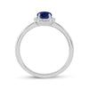 14k White Gold Womens Round Blue Sapphire Diamond Halo Ring 7/8 Cttw