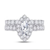 14k White Gold Marquise Diamond Bridal Wedding Ring Band Set 2 Cttw
