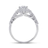 14k White Gold Marquise Diamond Bridal Wedding Ring Band Set 2 Cttw