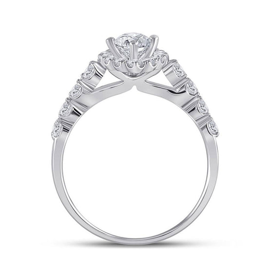 14k White Gold Marquise Diamond Bridal Wedding Ring Band Set 2 Cttw