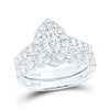 14k White Gold Marquise Diamond Bridal Wedding Ring Band Set 2 Cttw