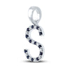 10k White Gold Womens Round Blue Sapphire Initial S Letter Pendant 1/4 Cttw