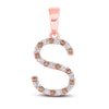 10k Rose Gold Womens Round Brown Diamond Initial S Letter Pendant 1/5 Cttw