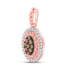 10k Rose Gold Womens Round Brown Diamond Oval Pendant 1/4 Cttw