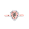 10k Rose Gold Womens Round Brown Diamond Teardrop Ring 1/5 Cttw