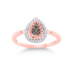 10k Rose Gold Womens Round Brown Diamond Teardrop Ring 1/5 Cttw