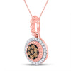 10k Rose Gold Womens Round Brown Diamond Cluster Pendant 1/4 Cttw