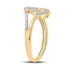 10k Yellow Gold Womens Round Diamond Triple Heart Ring 1/6 Cttw