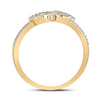 10k Yellow Gold Womens Round Diamond Triple Heart Ring 1/6 Cttw