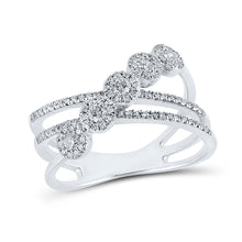  10k White Gold Womens Round Diamond Crossover Fashion Ring 1/2 Cttw