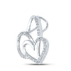10k White Gold Womens Round Diamond Heart Pendant 1/6 Cttw