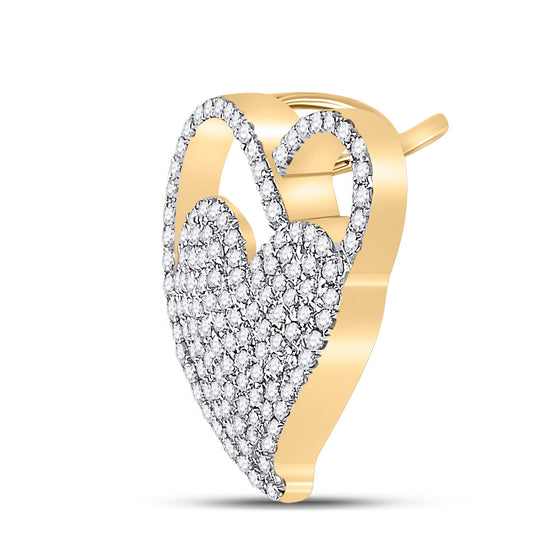 10k Yellow Gold Womens Round Diamond Heart Pendant 3/8 Cttw