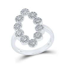  10k White Gold Womens Round Diamond Oblong Fashion Ring 5/8 Cttw
