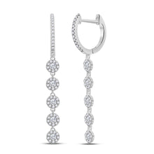  10k White Gold Womens Round Diamond Hoop Dangle Earrings 5/8 Cttw