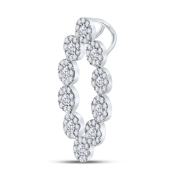 10k White Gold Womens Round Diamond Oval Fashion Pendant 3/4 Cttw