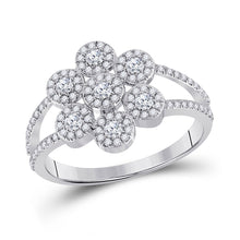  10k White Gold Womens Round Diamond Cluster Ring 1/2 Cttw