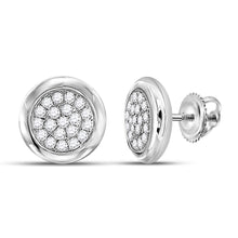  10k White Gold Womens Round Diamond Cluster Earrings 1/4 Cttw