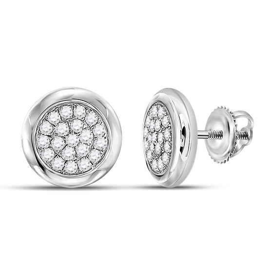 10k White Gold Womens Round Diamond Cluster Earrings 1/4 Cttw