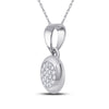 10k White Gold Womens Round Diamond Cluster Pendant 1/6 Cttw