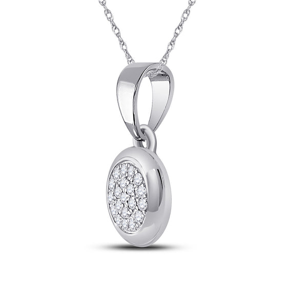 10k White Gold Womens Round Diamond Cluster Pendant 1/6 Cttw