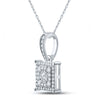 10k White Gold Womens Round Diamond Square Pendant 1/4 Cttw