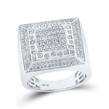  10k White Gold Mens Round Diamond Square Ring 1-3/4 Cttw