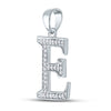 10k White Gold Womens Round Diamond Initial E Letter Pendant 1/12 Cttw