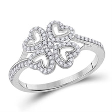 10k White Gold Womens Round Diamond Heart Ring 1/5 Cttw