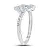10k White Gold Womens Round Diamond Double Heart Ring 1/8 Cttw