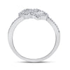 10k White Gold Womens Round Diamond Double Heart Ring 1/8 Cttw