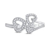 10k White Gold Womens Round Diamond Triple Heart Ring 1/6 Cttw