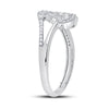 10k White Gold Womens Round Diamond Triple Heart Ring 1/6 Cttw