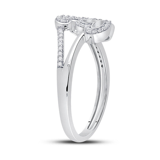 10k White Gold Womens Round Diamond Triple Heart Ring 1/6 Cttw