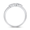 10k White Gold Womens Round Diamond Triple Heart Ring 1/6 Cttw