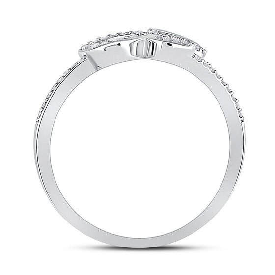 10k White Gold Womens Round Diamond Triple Heart Ring 1/6 Cttw