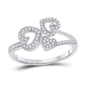 10k White Gold Womens Round Diamond Triple Heart Ring 1/6 Cttw