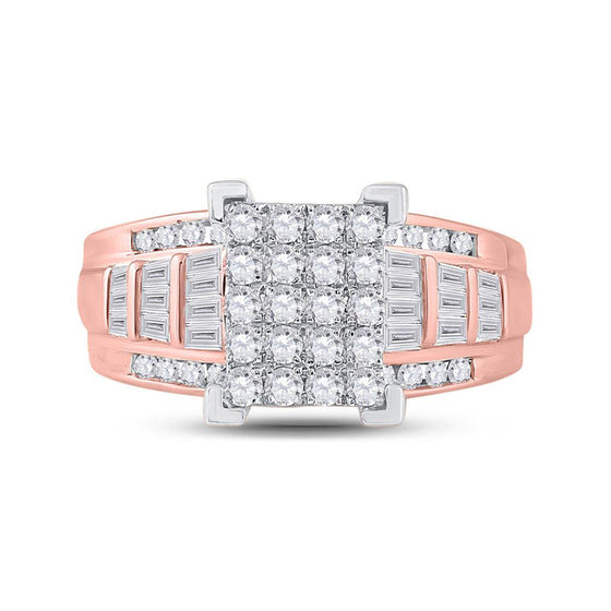10k Rose Gold Round Diamond Cluster Bridal Wedding Engagement Ring 1 Cttw