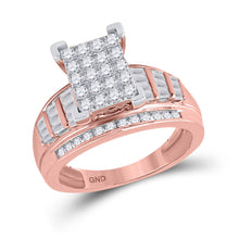  10k Rose Gold Round Diamond Cluster Bridal Wedding Engagement Ring 1 Cttw