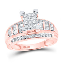  10k Rose Gold Princess Diamond Cluster Bridal Wedding Engagement Ring 7/8 Cttw