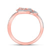 10k Rose Gold Womens Round Diamond King Queen Heart Ring 1/6 Cttw