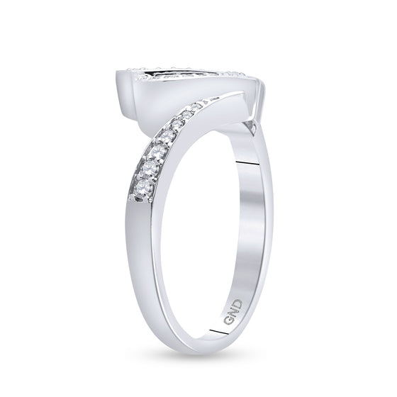 10k White Gold Womens Round Diamond Heart Ring 1/5 Cttw